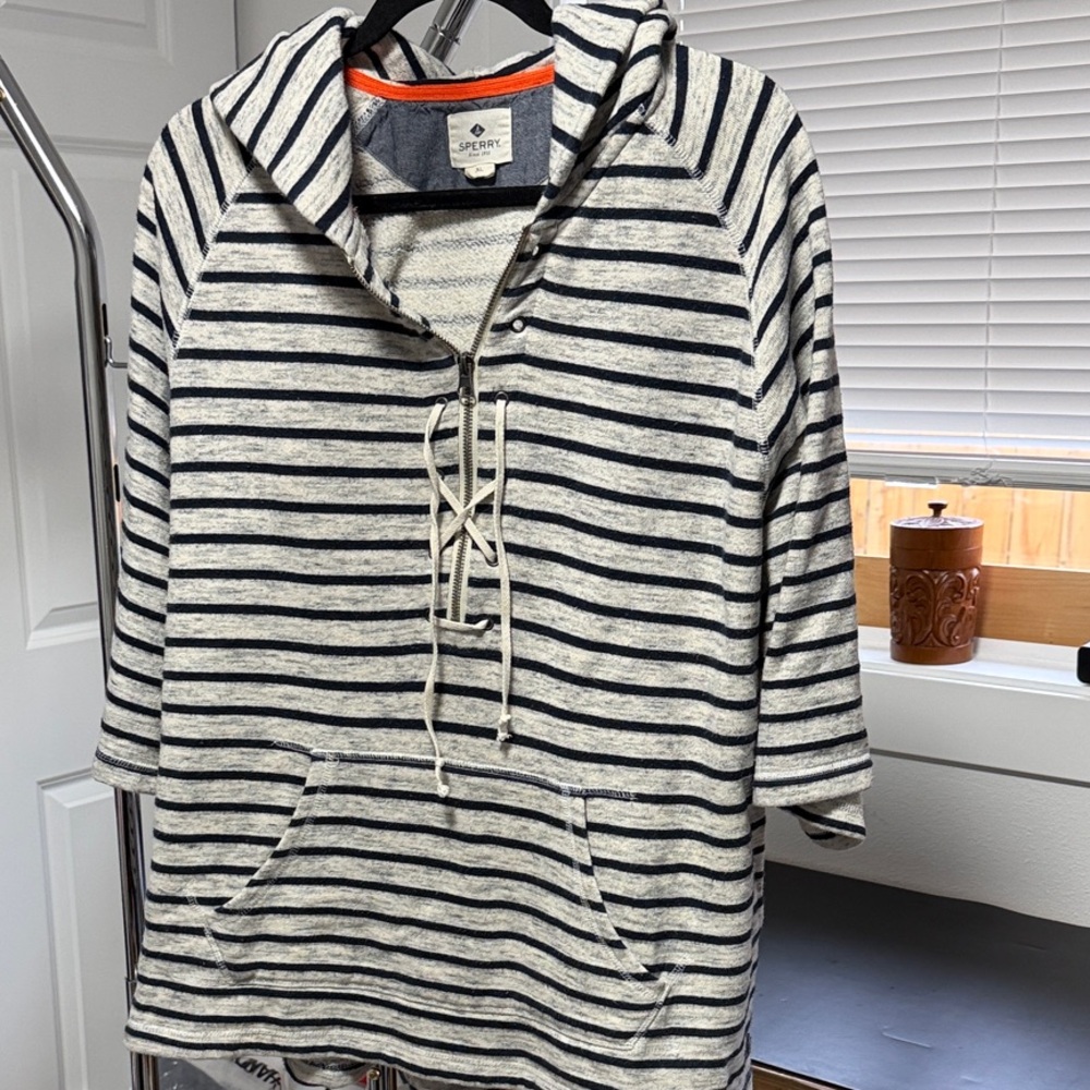 Sperry Navy and White Striped Pullover
